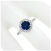 Image 3 : NEW Platinum 2.21 ctw GIA Ceylon Round Blue Sapphire Brilliant Diamond Halo Ring