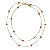 Image 4 : Vintage 18k Yellow Gold Coral Bead w/ Bar & Cable Link 30" Long Station Necklace