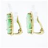 Image 3 : Vintage 14K Gold Carved Jade Large Round Multi Prong Set Button Clip On Earrings