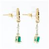 Image 4 : Vintage 14k Gold 1.28 ctw Trillion Emerald & Diamond Fleur De Lis Enamel Earring
