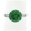 Image 1 : Vintage Platinum 3.04 ctw GIA Round Brilliant Green Emerald Baguette Diamond Rin