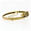 Image 2 : Victorian Revival 14k Gold Ruby Pearl Dual Snake Bypass Hinged Bangle Bracelet