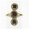 Image 1 : Antique 14k TT Gold Round Garnet Vertical 3 Station Concentric Wire Work Ring