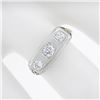 Image 3 : Antique Edwardian Platinum & 14K Gold 0.35 ctw Diamond Filigree 3 Stone Band Rin