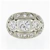 Image 4 : Antique Edwardian 14k TT Gold 1.56 ctw European Diamond Wide Domed Cocktail Ring