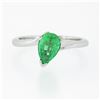 Image 4 : Vintage 14K White Gold 0.71 ctw FINE Pear Colombian Emerald Solitaire Bypass Rin