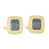 Image 1 : Men's Morelli 14K Gold Cushion Cabochon Bezel Hematite Roman Numeral Cuff Links