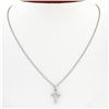 Image 1 : Petite Solid Platinum.30 ctw Round Brilliant Diamond Simple Cross Pendant & Chai