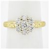 Image 9 : Vintage 18k TT Gold 0.80 ctw Round Cut Prong Fiery Diamond Flower Cluster Ring