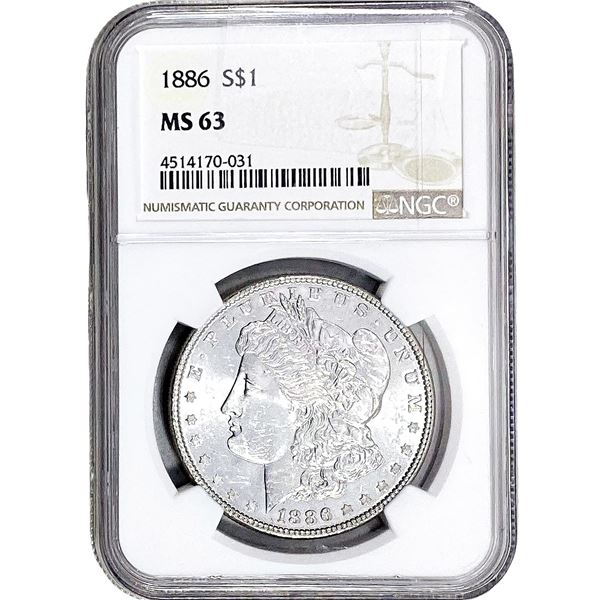 1886 Morgan Silver Dollar NGC MS63