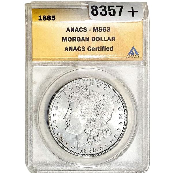 1885 Morgan Silver Dollar ANACS MS63