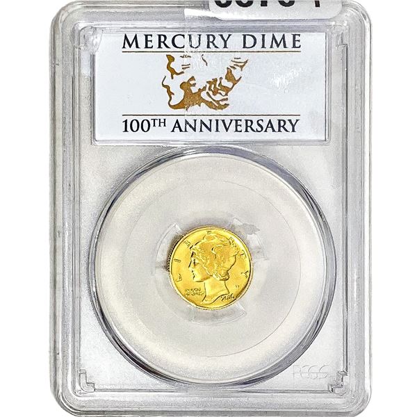 2016-W 1/10 OZ Gold Mercury Dime 100th Ann. PCGS SP70