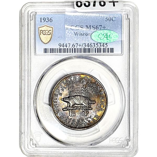 1936 CAC Wisconsin Half Dollar PCGS MS67+