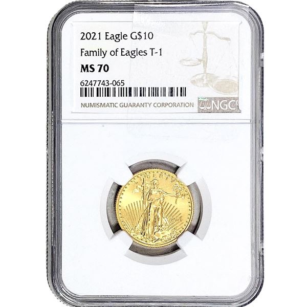 2021 1/4 OZ Gold Eagle $10 Family of Eagles T1 NGC MS70