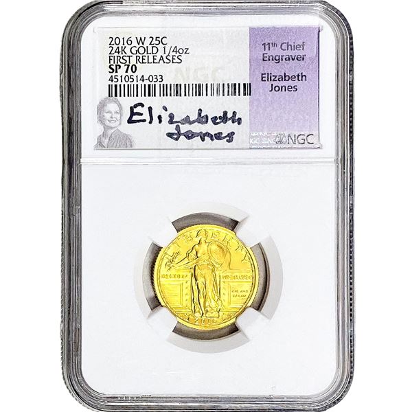 2016 1/4 OZ 24K Gold Standing Liberty Quarter NGC SP70