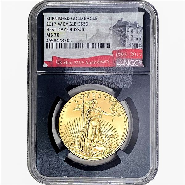 2017-W 1 OZ Burnished Gold Eagle $50 NGC MS70