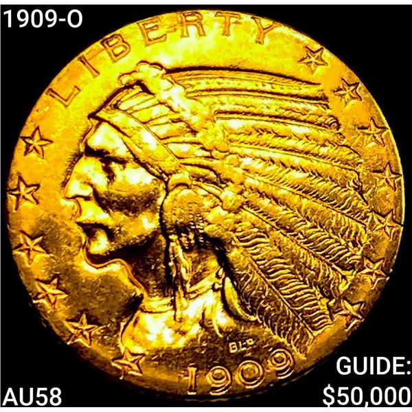 1909-O $5 Gold Half Eagle CHOICE AU