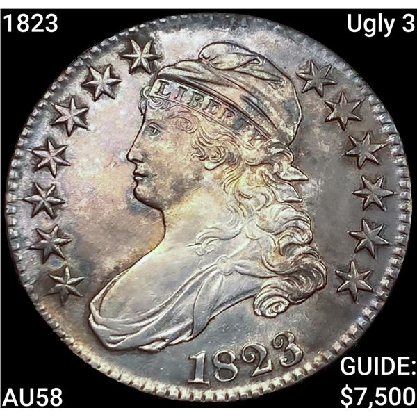 1823 Ugly 3 Capped Bust Half Dollar CHOICE AU
