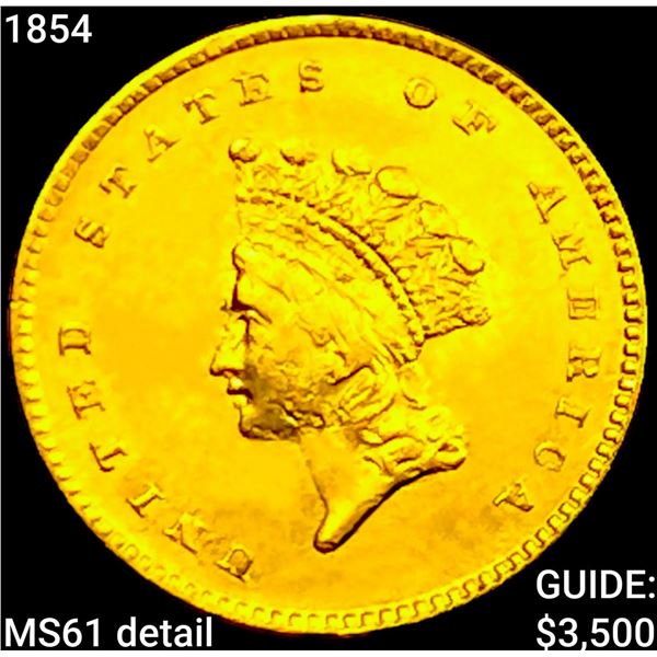1854 Rare Gold Dollar UNCIRCULATED