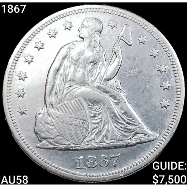 1867 Seated Liberty Dollar CHOICE AU