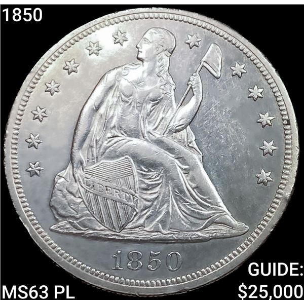 1850 Seated Liberty Dollar CHOICE BU PL