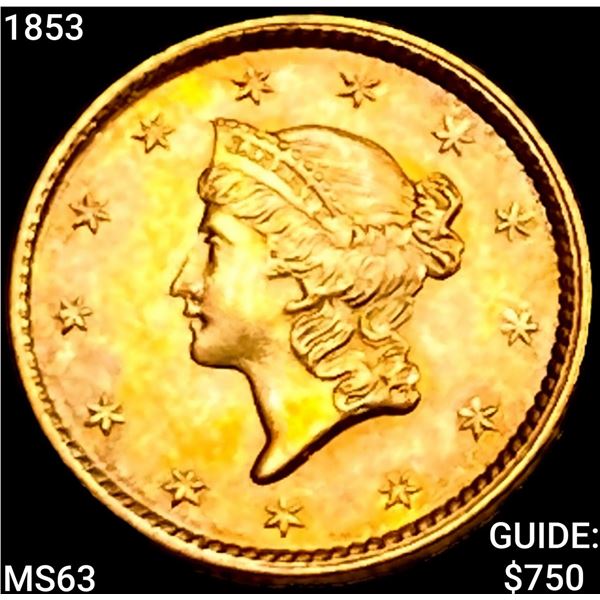 1853 Rare Gold Dollar CHOICE BU