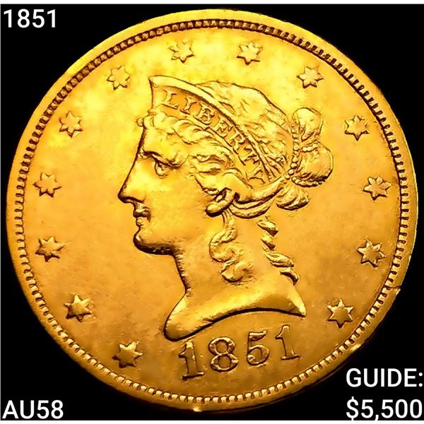 1851 $10 Gold Eagle CHOICE AU