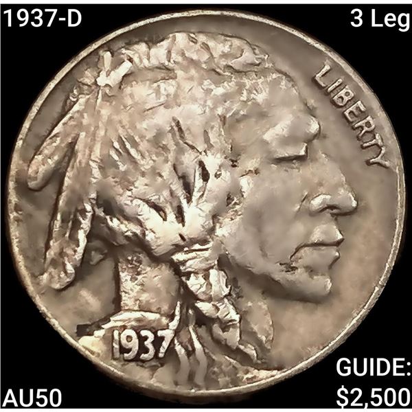 1937-D 3 Leg Buffalo Nickel CLOSELY UNCIRCULATED