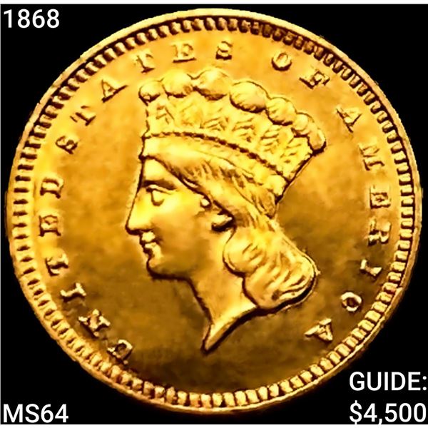 1868 Rare Gold Dollar CHOICE BU