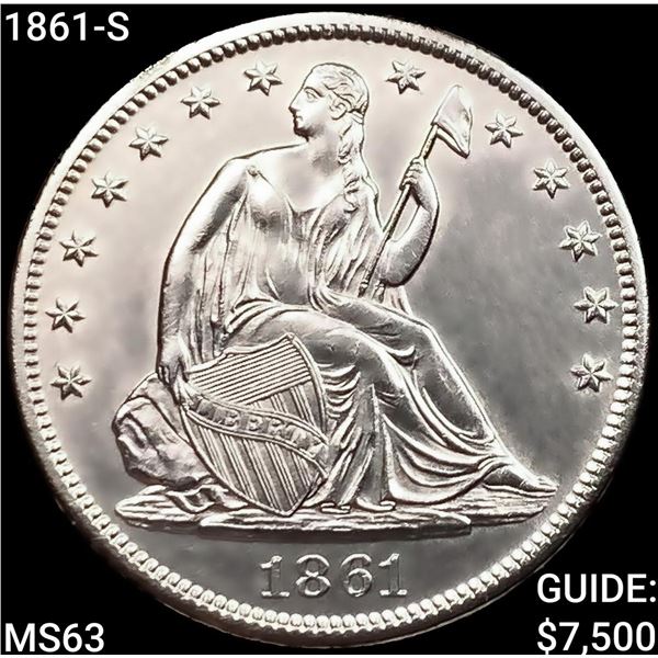 1861-S Seated Liberty Half Dollar CHOICE BU