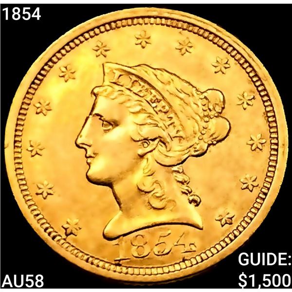 1854 $2.50 Gold Quarter Eagle CHOICE AU