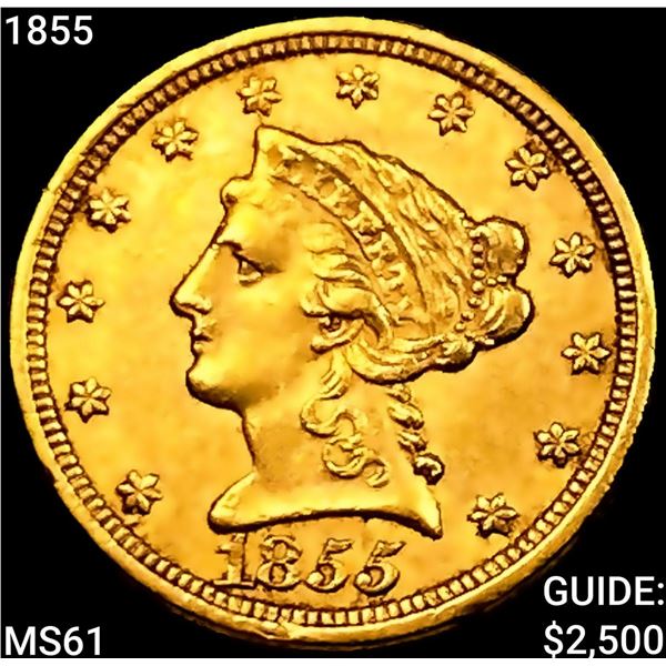 1855 $2.50 Gold Quarter Eagle UNCIRCULATED