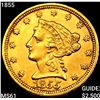 Image 1 : 1855 $2.50 Gold Quarter Eagle UNCIRCULATED
