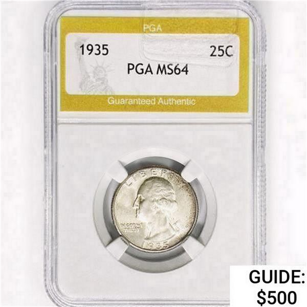1935 Washington Silver Quarter PGA MS64