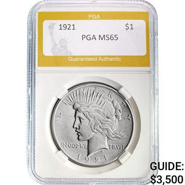 1921 Silver Peace Dollar PGA MS65