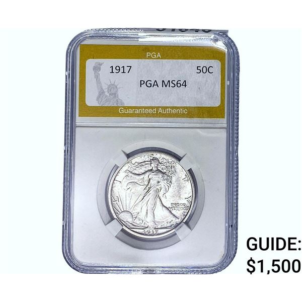 1917 Walking Liberty Half Dollar PGA MS64