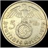 Image 2 : 1936-F Germany Silver 5 Reichsmark CLOSELY UNCIRCULATED