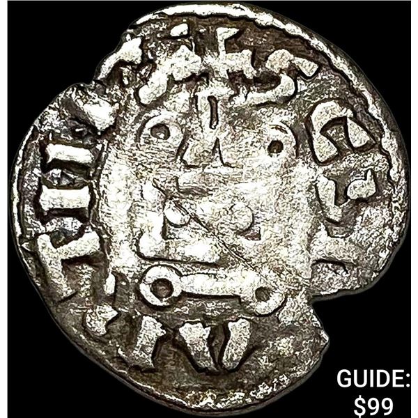 1150-1200 AD France Abbey of St.Martin Silver Denier NEARLY UNCIRCULATED