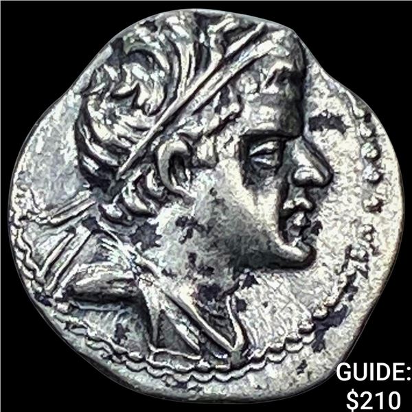 Bactria Eukratides I 170-145 BC Silver Obol CHOICE AU