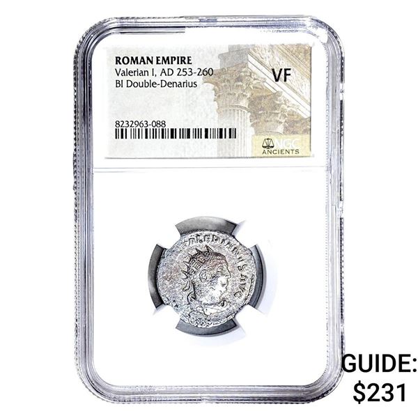 Roman Valerian I, AD 253-260 BI Dbl-Denarius NGC VF