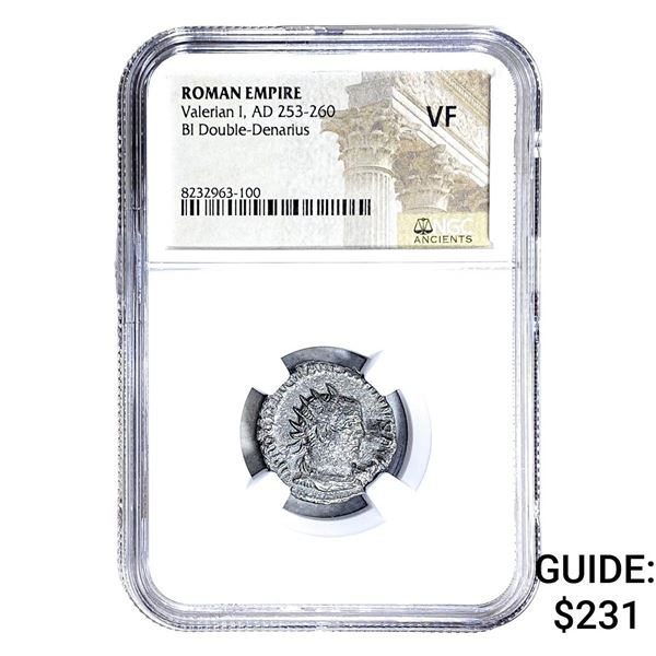 Roman Valerian I, AD 253-260 BI Dbl-Denarius NGC VF