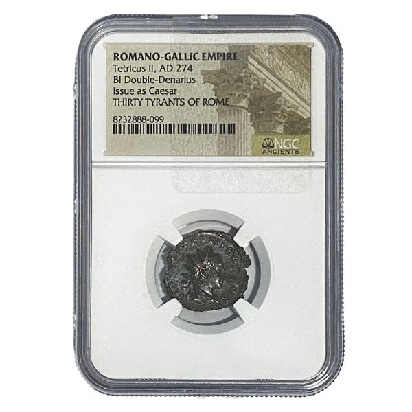 Romano-Gallic Tetricus II, AD 274 BI Dbl-Denarius NGC