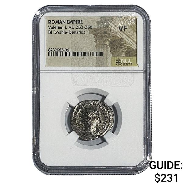 Roman Valerian I, AD 253-260 BI Dbl-Denarius NGC VF