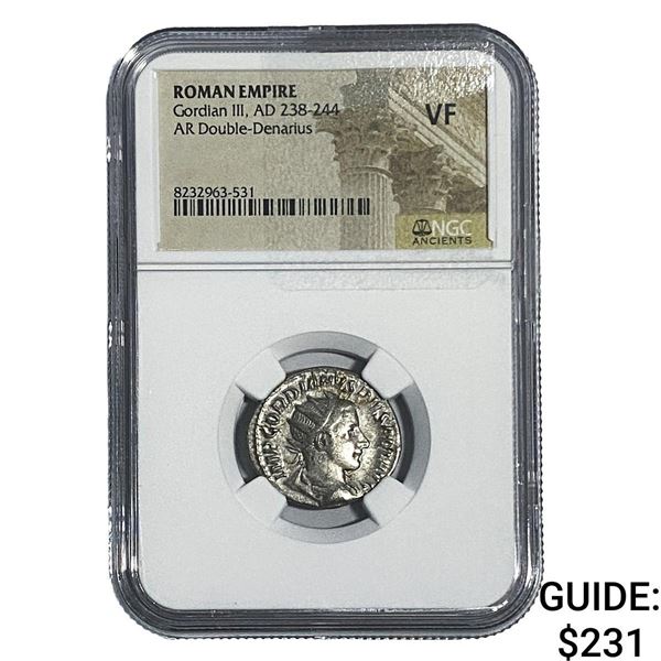 Roman Gordian III, AD 238-244 AR Dbl-Denarius NGC VF