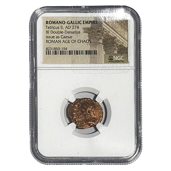Romano-Gallic Tetricus II, AD 274 BI Dbl-Denarius NGC