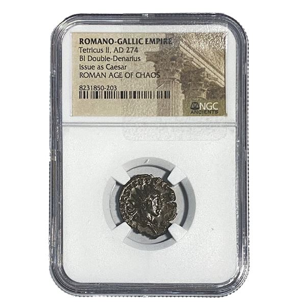 Romano-Gallic Tetricus II, AD 274 BI Dbl-Denarius NGC