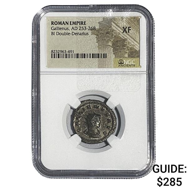 Roman Gallienus, AD 253-268 BI Dbl-Denarius NGC XF