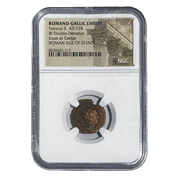 Romano-Gallic Tetricus II, AD 274 BI Dbl-Denarius NGC
