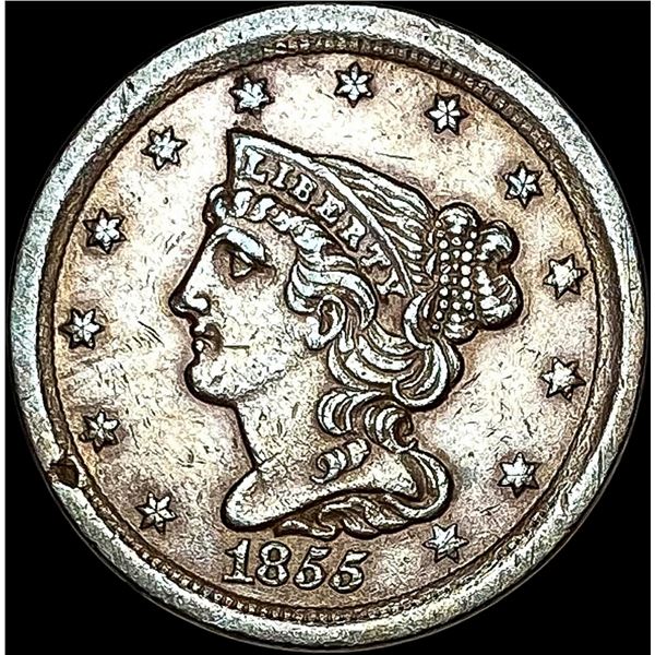 1855 Braided Hair Half Cent CLOSELY  UNCIRCULATED