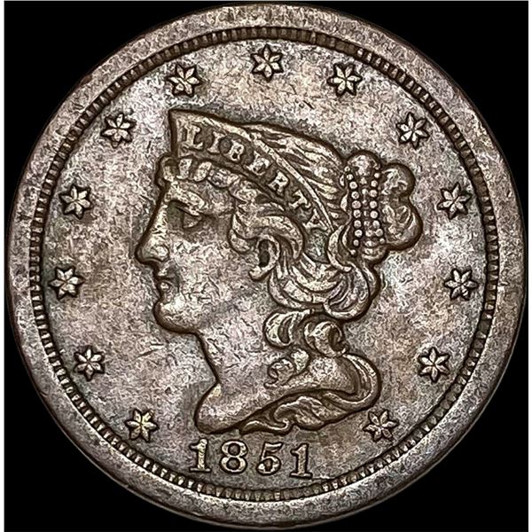 1851 Braided Hair Half Cent CLOSELY  UNCIRCULATED